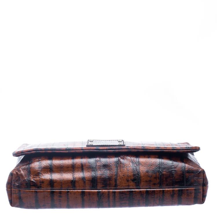 Pre Owned Dolce and Gabbana Copper Patent Leather Large Clutch
