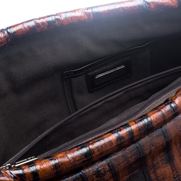 Pre Owned Dolce and Gabbana Copper Patent Leather Large Clutch
