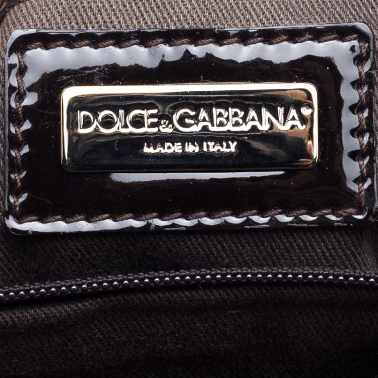 Pre Owned Dolce and Gabbana Copper Patent Leather Large Clutch