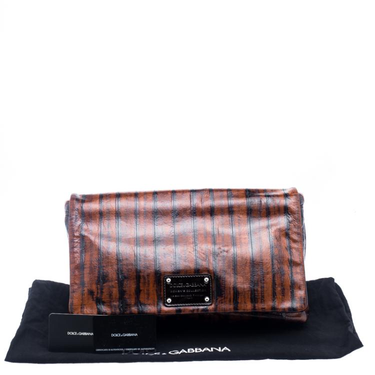 Pre Owned Dolce and Gabbana Copper Patent Leather Large Clutch
