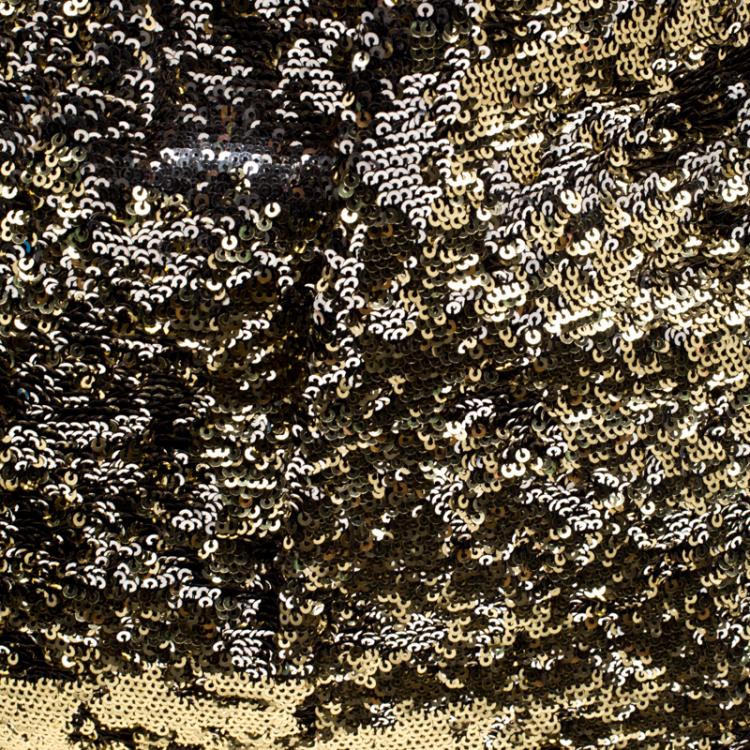 Pre Owned Dolce and Gabbana Gold/Silver Sequin Embellished Drawstring Tote