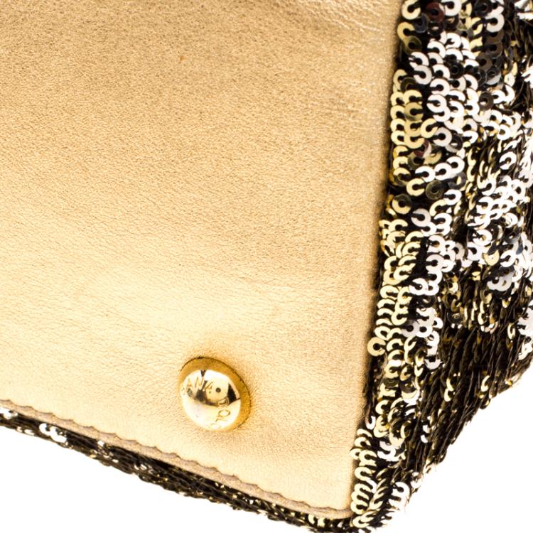 Pre Owned Dolce and Gabbana Gold/Silver Sequin Embellished Drawstring Tote