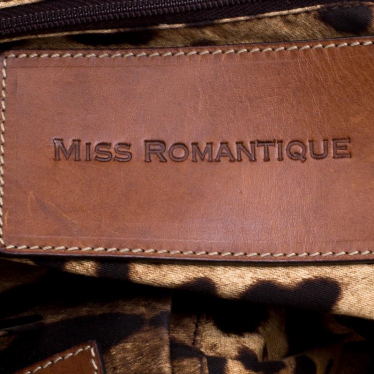 Pre Owned Dolce and Gabbana Beige/Brown Canvas and Leather Miss Romantique Bag