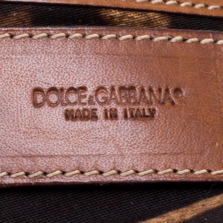 Pre Owned Dolce and Gabbana Beige/Brown Canvas and Leather Miss Romantique Bag
