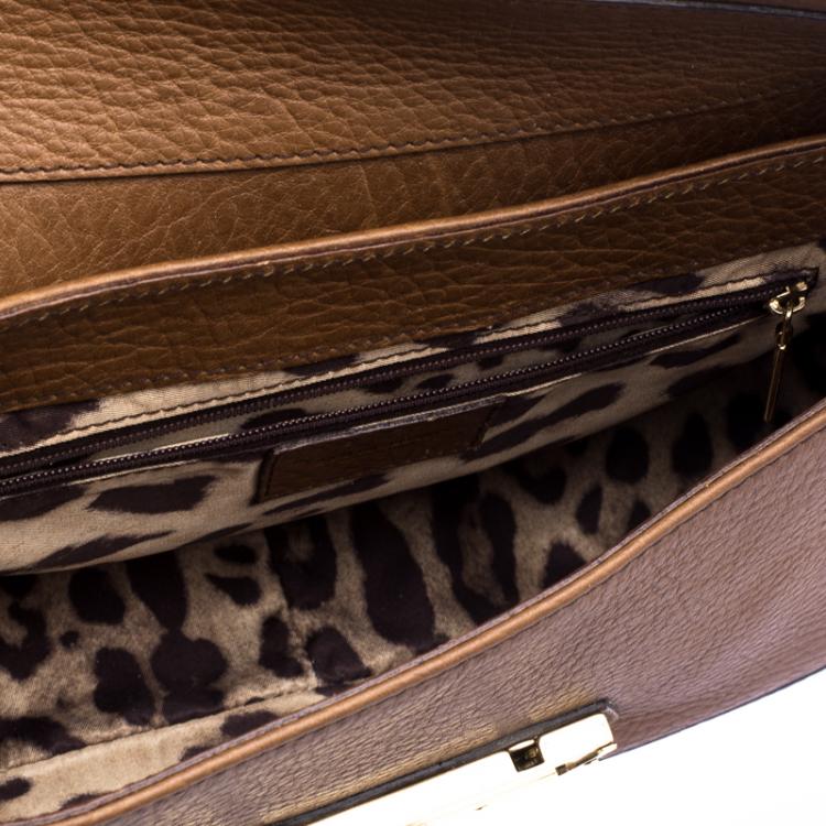 Pre Owned Dolce and Gabbana Brown Leather Shoulder Bag