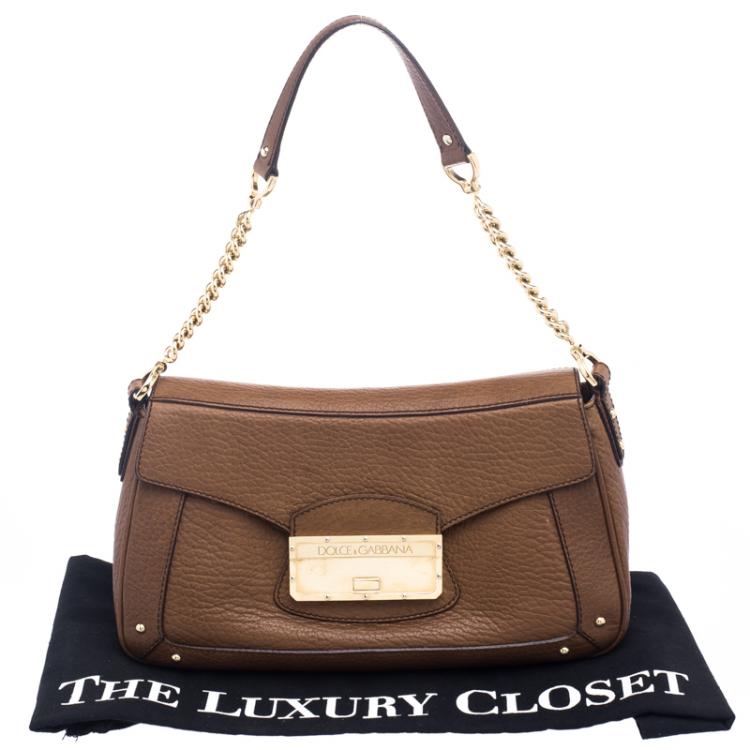 Pre Owned Dolce and Gabbana Brown Leather Shoulder Bag