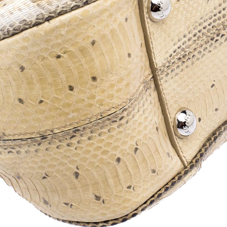 Pre Owned Dolce and Gabbana Beige Snakeskin Top Handle Bag