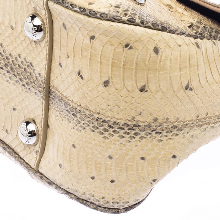 Pre Owned Dolce and Gabbana Beige Snakeskin Top Handle Bag