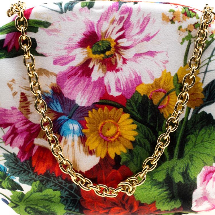 Pre Owned  Dolce and Gabbana Multicolor Floral Print Fabric Evening Bag 