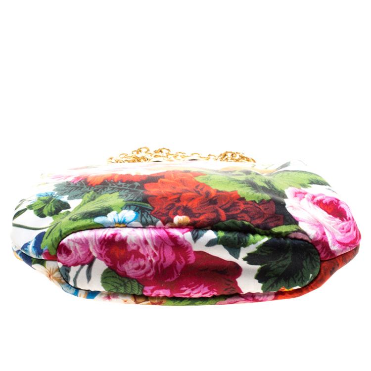 Pre Owned  Dolce and Gabbana Multicolor Floral Print Fabric Evening Bag 