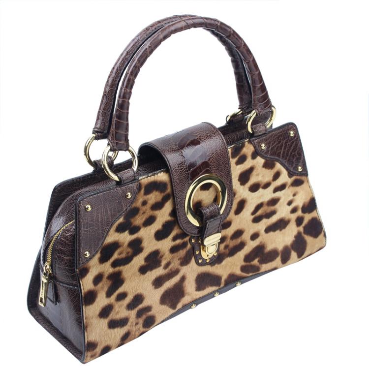 Pre Owned Dolce & Gabbana Brown Leather and Pony Hair Satchel