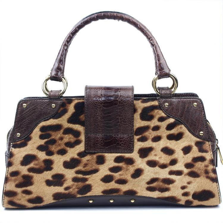 Pre Owned Dolce & Gabbana Brown Leather and Pony Hair Satchel