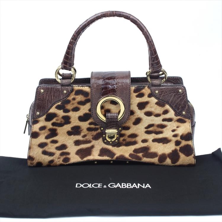 Pre Owned Dolce & Gabbana Brown Leather and Pony Hair Satchel