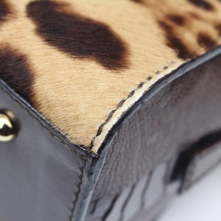Pre Owned Dolce & Gabbana Brown Leather and Pony Hair Satchel