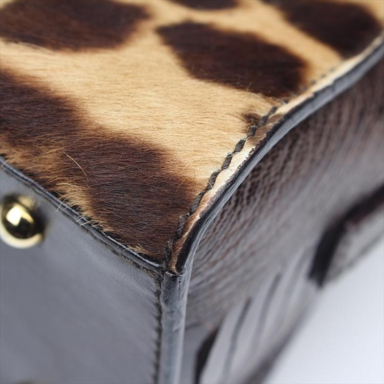 Pre Owned Dolce & Gabbana Brown Leather and Pony Hair Satchel