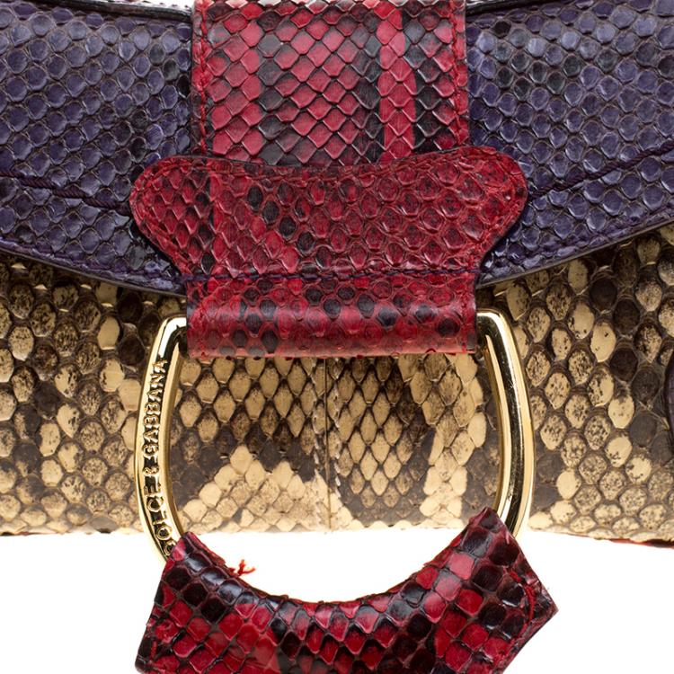 Pre Owned Dolce and Gabbana Multicolor Python Chain Clutch