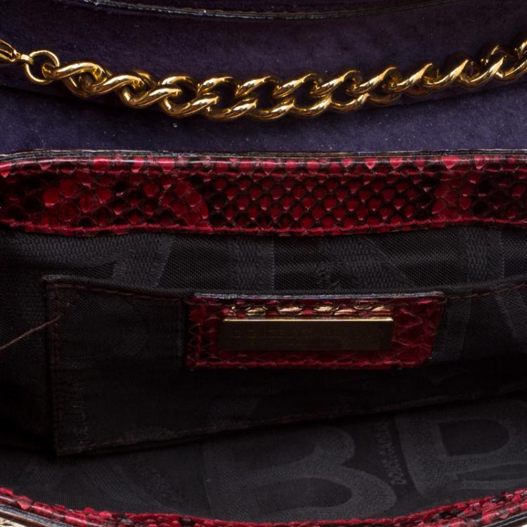 Pre Owned Dolce and Gabbana Multicolor Python Chain Clutch