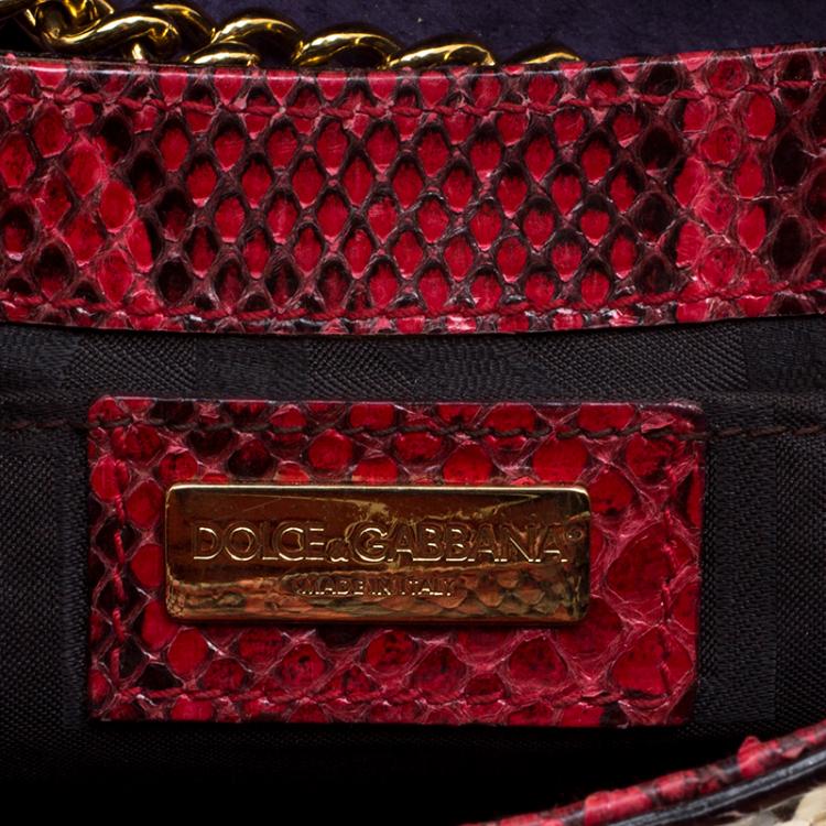 Pre Owned Dolce and Gabbana Multicolor Python Chain Clutch