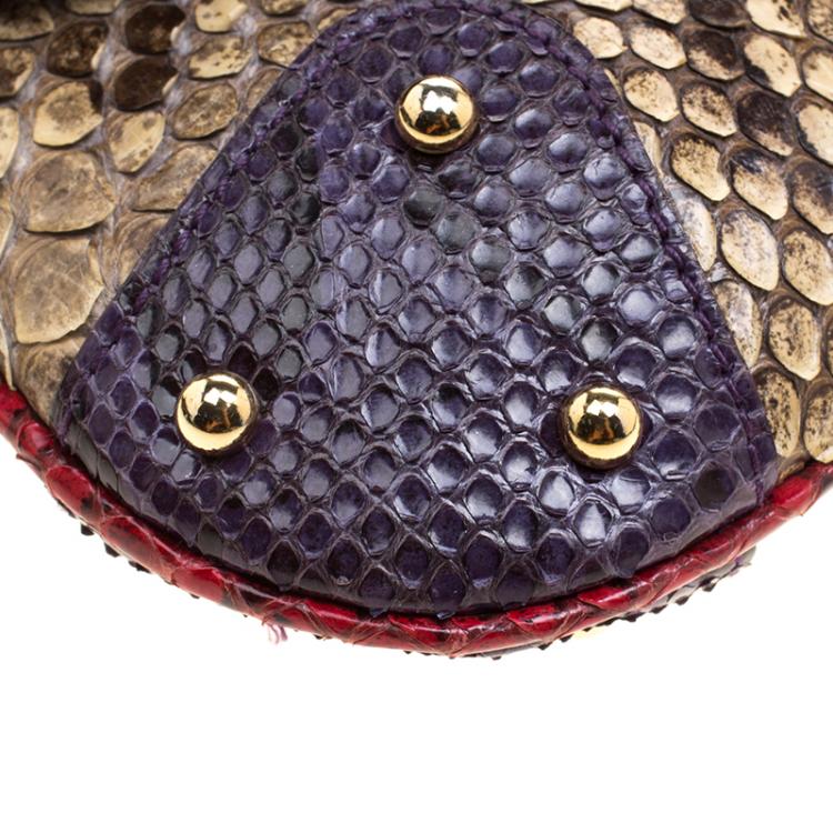 Pre Owned Dolce and Gabbana Multicolor Python Chain Clutch