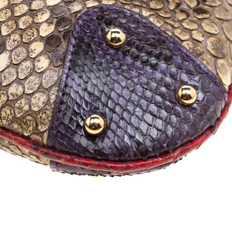 Pre Owned Dolce and Gabbana Multicolor Python Chain Clutch