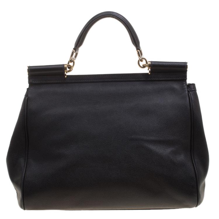 Pre Owned Dolce & Gabbana Black Leather Miss Sicily Top Handle Bag