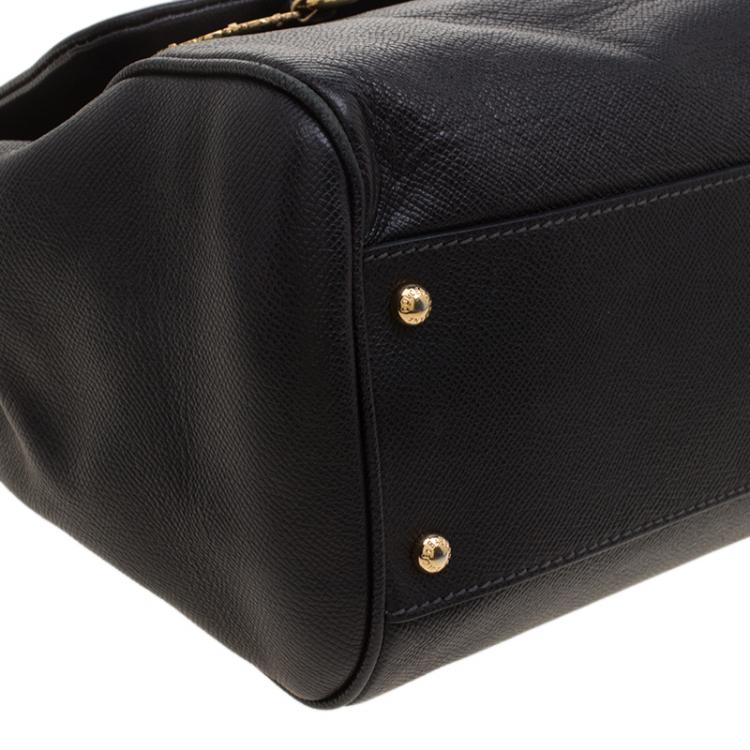 Pre Owned Dolce & Gabbana Black Leather Miss Sicily Top Handle Bag