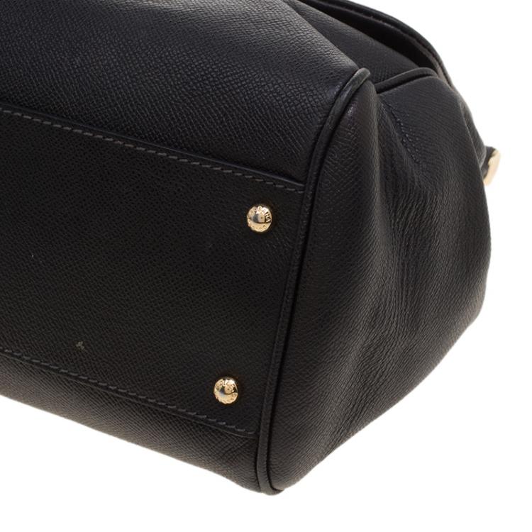 Pre Owned Dolce & Gabbana Black Leather Miss Sicily Top Handle Bag
