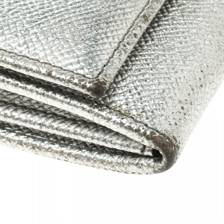 Pre Owned Dolce and Gabbana Silver Leather Continental Wallet