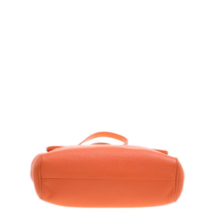 Pre Owned Dolce and Gabbana Orange Leather Medium Miss Sicily Tote