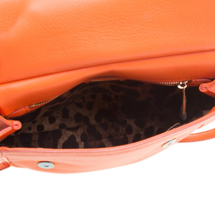 Pre Owned Dolce and Gabbana Orange Leather Medium Miss Sicily Tote