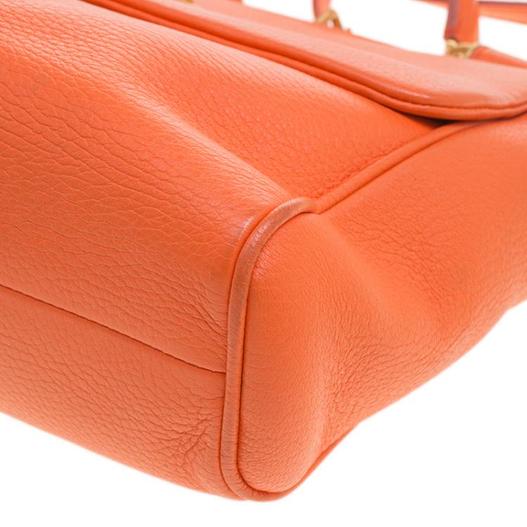 Pre Owned Dolce and Gabbana Orange Leather Medium Miss Sicily Tote