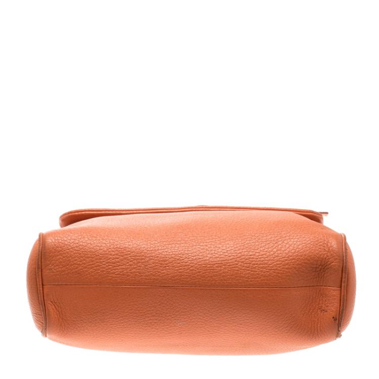 Pre Owned Dolce and Gabbana Orange Leather Medium Miss Sicily Top Handle Bag