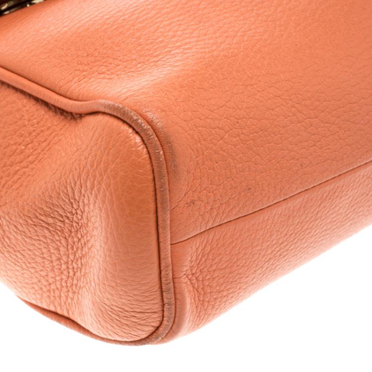 Pre Owned Dolce and Gabbana Orange Leather Medium Miss Sicily Top Handle Bag