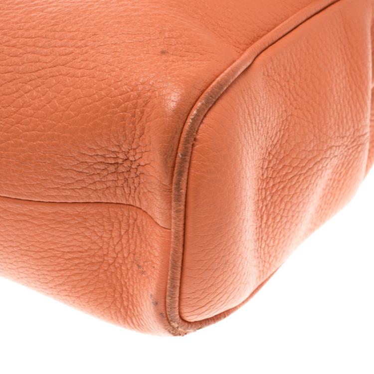 Pre Owned Dolce and Gabbana Orange Leather Medium Miss Sicily Top Handle Bag