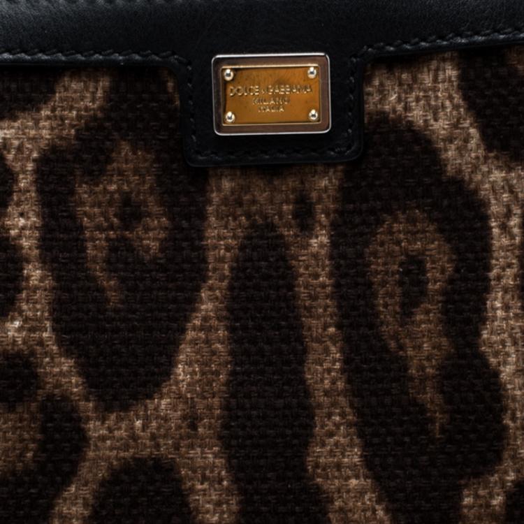 Pre Owned Dolce and Gabbana Beige Leopard Print Canvas Tote 