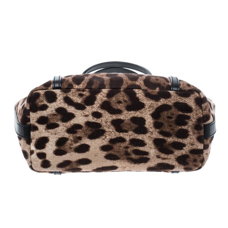 Pre Owned Dolce and Gabbana Beige Leopard Print Canvas Tote 