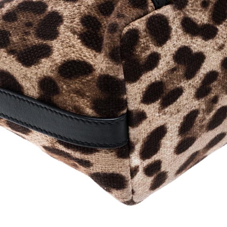 Pre Owned Dolce and Gabbana Beige Leopard Print Canvas Tote 