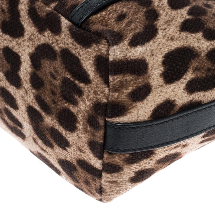 Pre Owned Dolce and Gabbana Beige Leopard Print Canvas Tote 