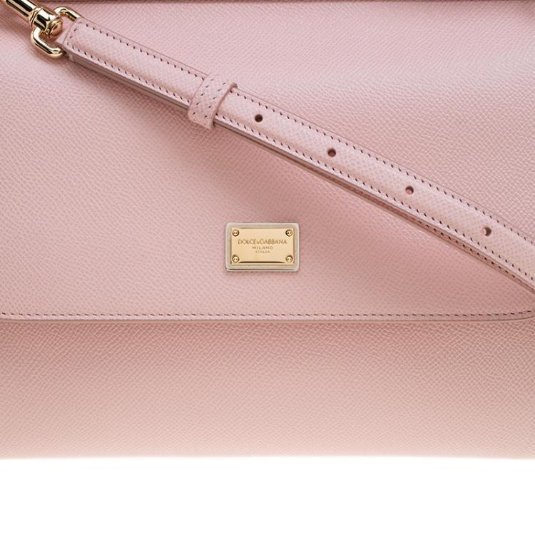 Pre Owned Dolce and Gabbana Pink Leather Medium Miss Sicily Tote
