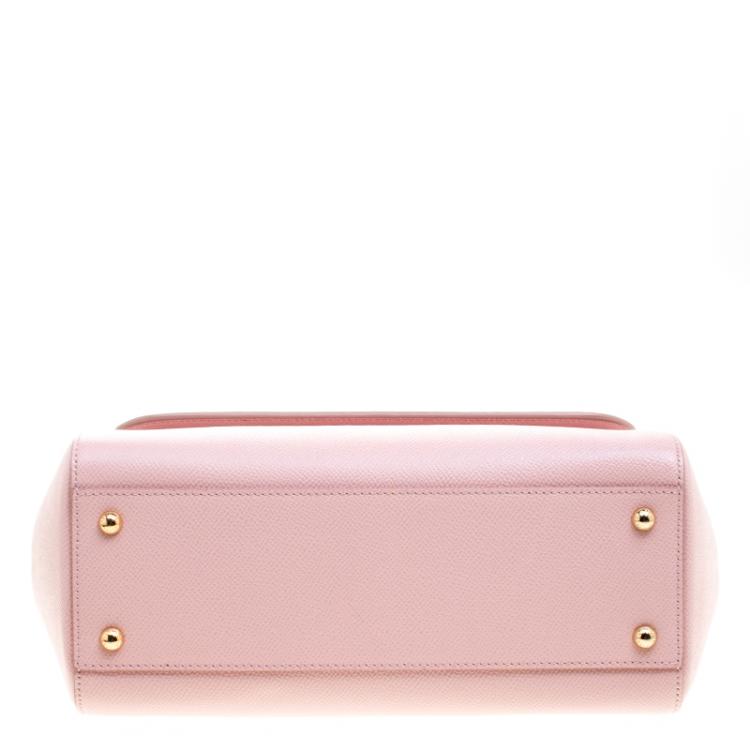 Pre Owned Dolce and Gabbana Pink Leather Medium Miss Sicily Tote