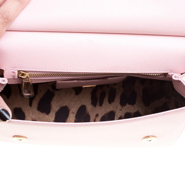 Pre Owned Dolce and Gabbana Pink Leather Medium Miss Sicily Tote