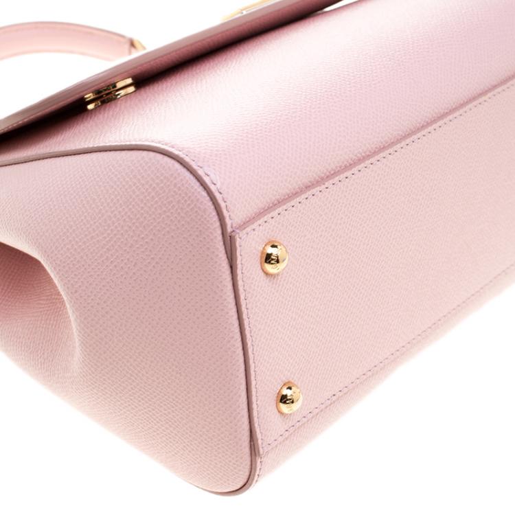 Pre Owned Dolce and Gabbana Pink Leather Medium Miss Sicily Tote