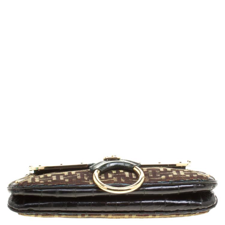 Pre Owned Dolce and Gabbana Green Holographic Leather and Nylon Chain Shoulder Bag