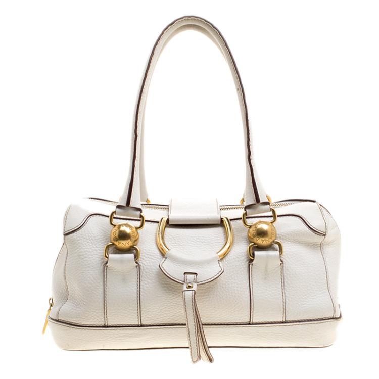 Pre Owned Dolce and Gabbana White Leather Satchel