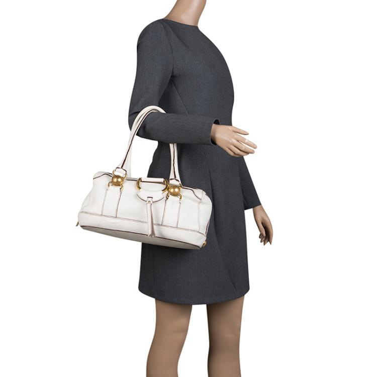 Pre Owned Dolce and Gabbana White Leather Satchel
