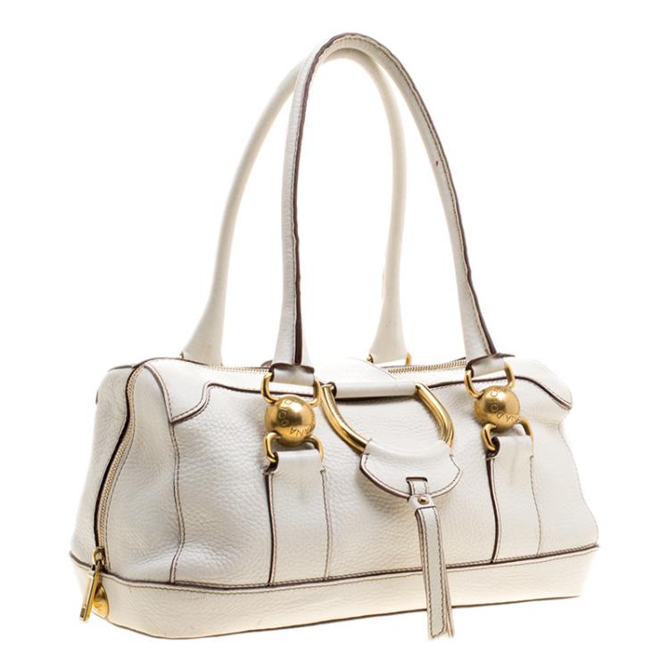 Pre Owned Dolce and Gabbana White Leather Satchel