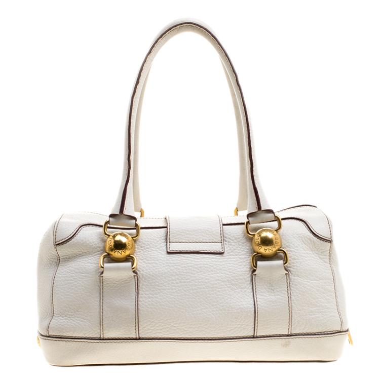 Pre Owned Dolce and Gabbana White Leather Satchel