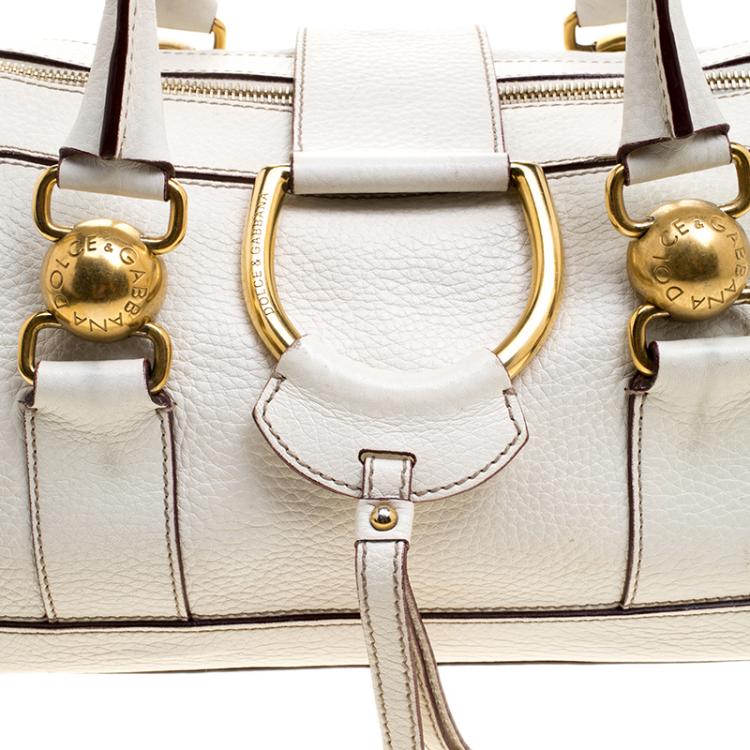 Pre Owned Dolce and Gabbana White Leather Satchel