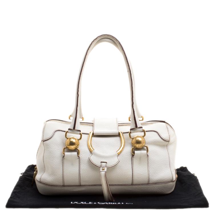 Pre Owned Dolce and Gabbana White Leather Satchel