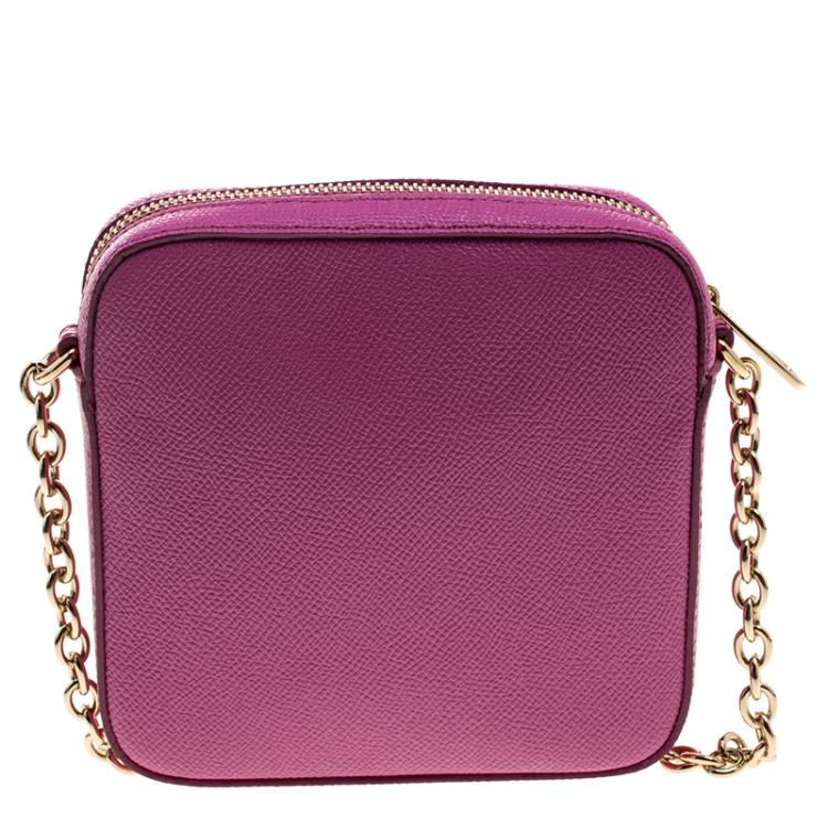 Pre Owned Dolce and Gabbana Pink Leather Chain Clutch